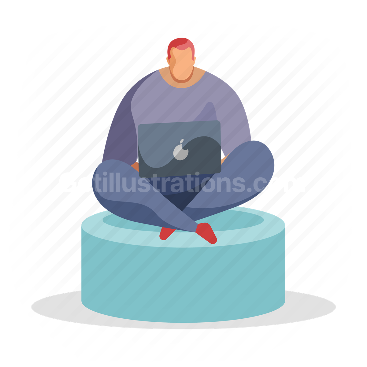 man, cross legged, sit, laptop, computer